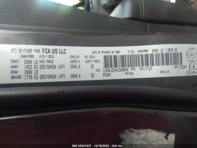1C4RDJDG4HC600846 Dodge DURANGO GT