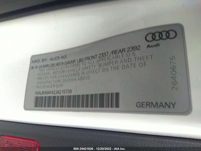 Audi A4 Premium/tech Premium 2018 WAUKMAF42JA215739 Image 9