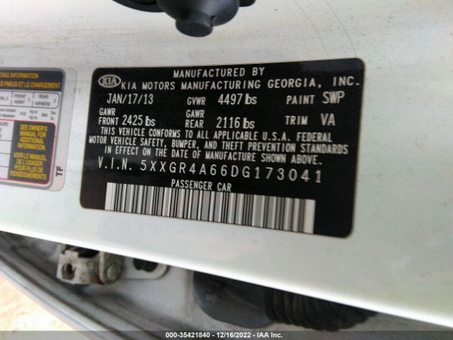 5XXGR4A66DG173041 KIA Optima Sx W/limited Pkg