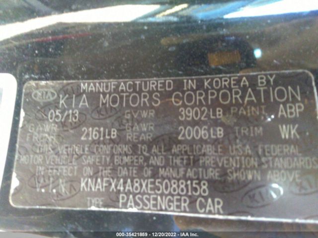 KNAFX4A8XE5088158 KIA FORTE EX