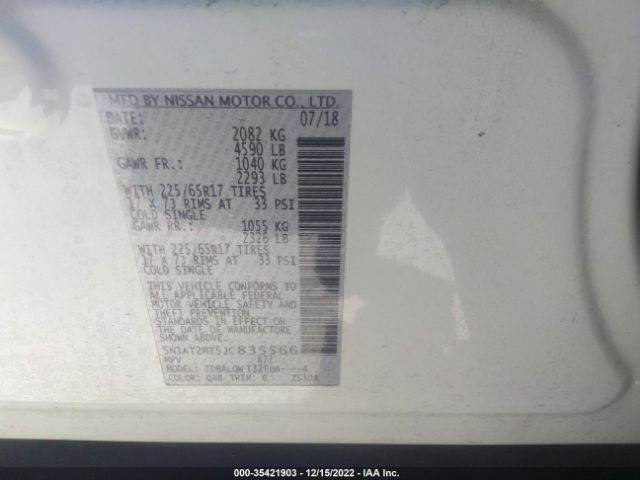 5N1AT2MT5JC835566 Nissan ROGUE SV