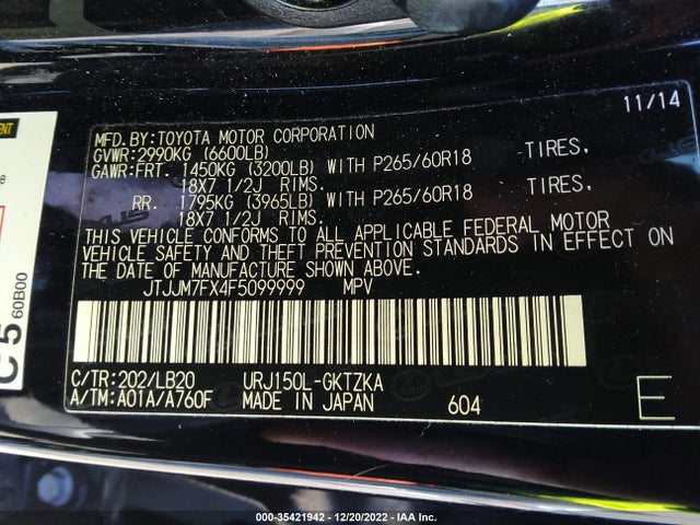 JTJJM7FX4F5099999 Lexus Gx 460 Luxury