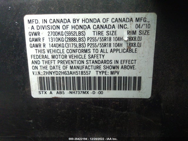 Acura Mdx Technology Pkg 2010 2HNYD2H63AH518557 Image 11