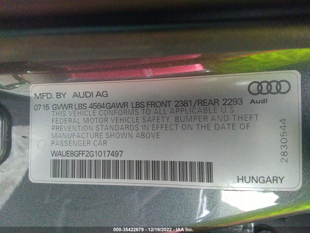 2016 Audi A3, VIN: WAUE8GFF2G1017497