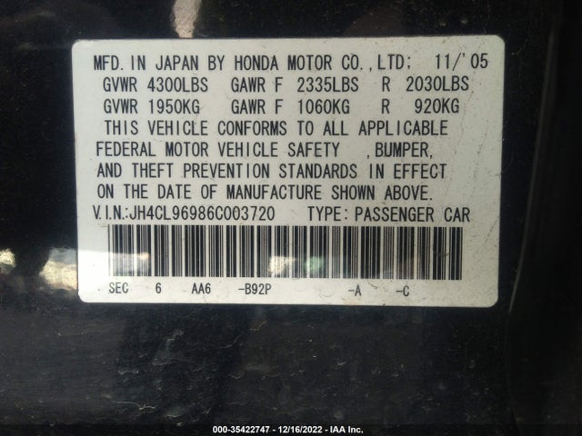 JH4CL96986C003720 Acura Tsx Navi