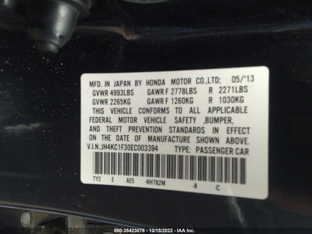 2014 Acura RLX, VIN: JH4KC1F30EC003394