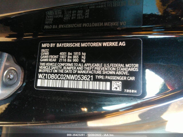 2022 Toyota Supra, VIN: WZ1DB0C02NW053621