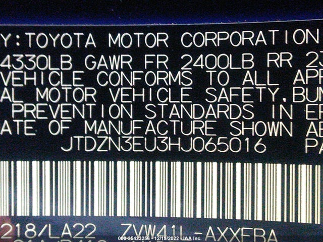 2017 Toyota Prius, VIN: JTDZN3EU3HJ065016