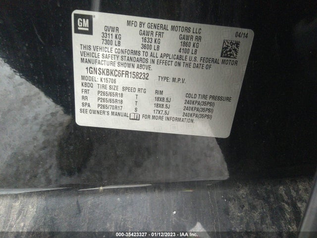 Chevrolet Tahoe Lt 2015 1GNSKBKC6FR158232 Image 10