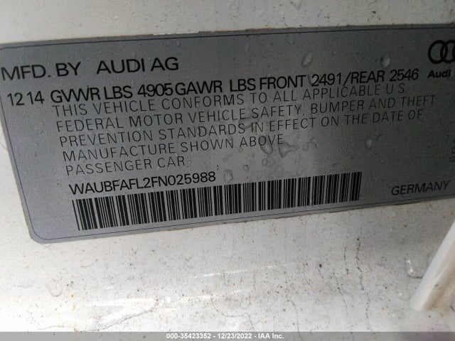 2015 Audi A4, VIN: WAUBFAFL2FN025988