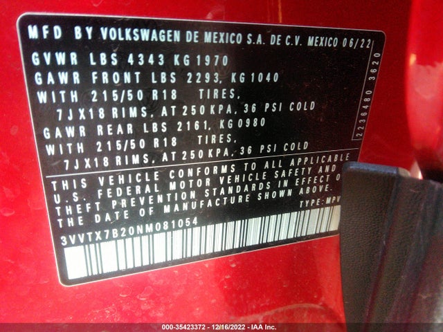 Volkswagen TAOS SE 2022 3VVTX7B20NM081054 Image 9