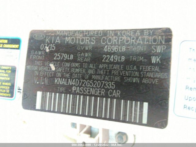 KNALN4D72G5207335 KIA Cadenza Limited
