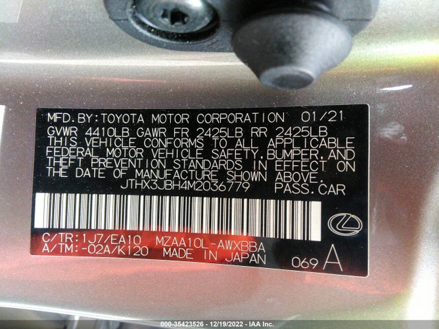 Lexus Ux Ux 200 2021 JTHX3JBH4M2036779 Image 9