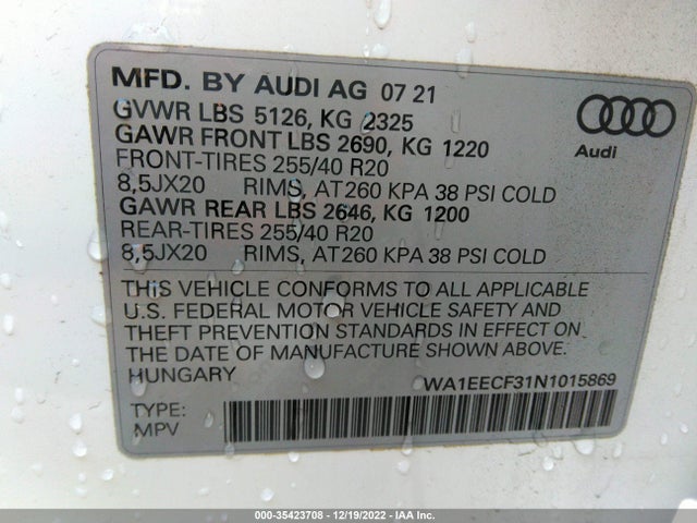 2022 Audi Q3, VIN: WA1EECF31N1015869