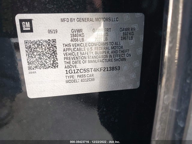 Chevrolet MALIBU LS 2019 1G1ZC5ST4KF213853 Image 10