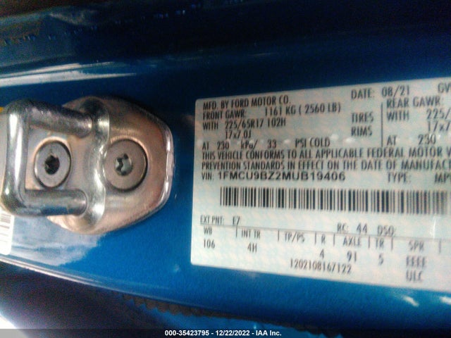 2021 Ford Escape, VIN: 1FMCU9BZ2MUB19406