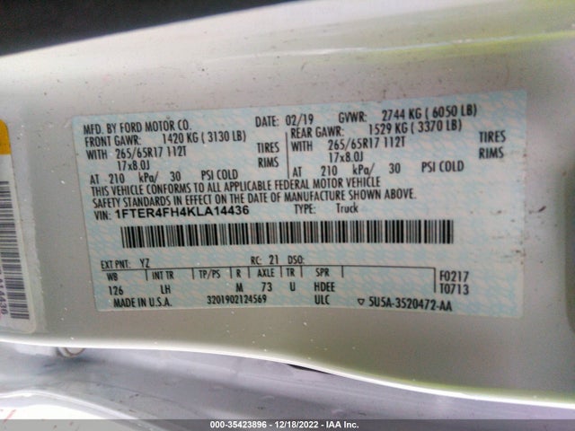 1FTER4FH4KLA14436 Ford Ranger Xlt