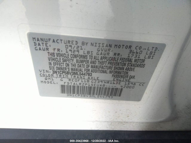 2021 Nissan Kicks, VIN: 3N1CP5BV3ML544793