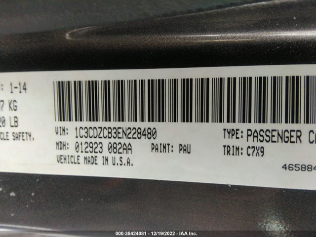 2014 Dodge Avenger, VIN: 1C3CDZCB3EN228480