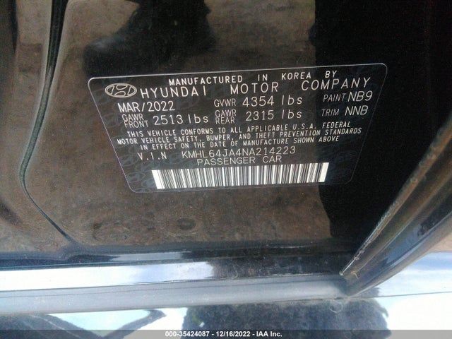 Hyundai SONATA SEL 2022 KMHL64JA4NA214223 Image 10
