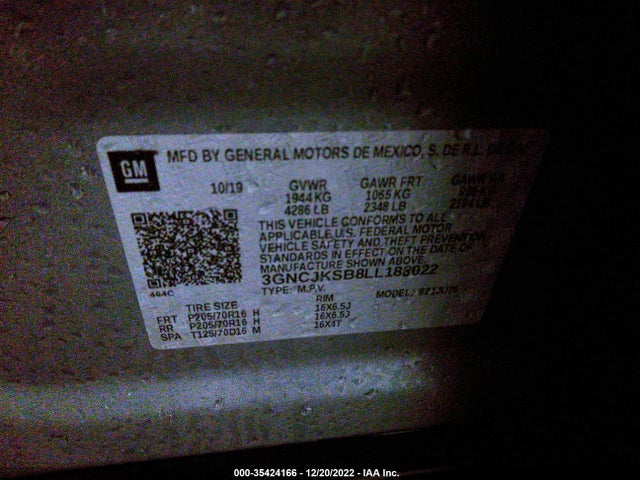 Chevrolet TRAX LS 2020 3GNCJKSB8LL183022 Image 10