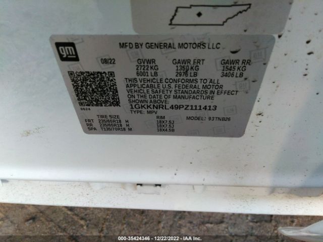 1GKKNRL49PZ111413 GMC ACADIA SLE