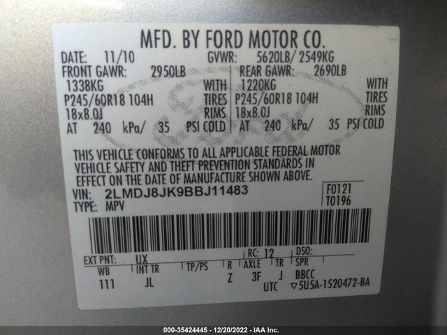 Lincoln MKX 2011 2LMDJ8JK9BBJ11483 Image 10