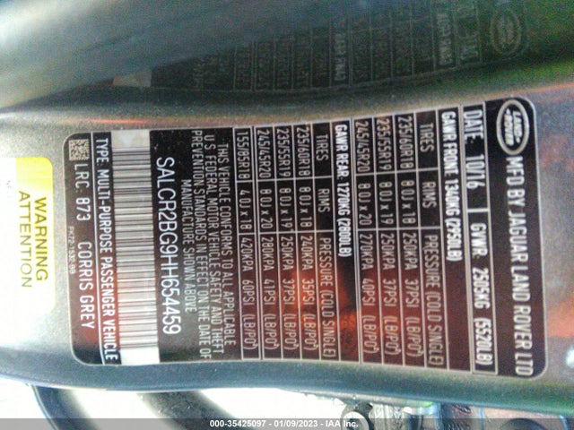 SALCR2BG9HH654459 Land Rover Discovery Sport Hse