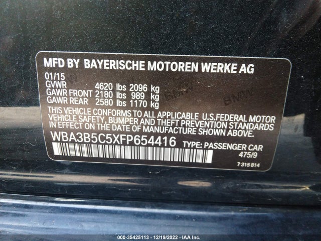 2015 BMW 3 SERIES 328I XDRIVE VIN: WBA3B5C5XFP654416