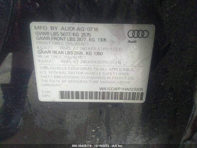 2017 Audi Q5, VIN: WA1CCAFP1HA023205