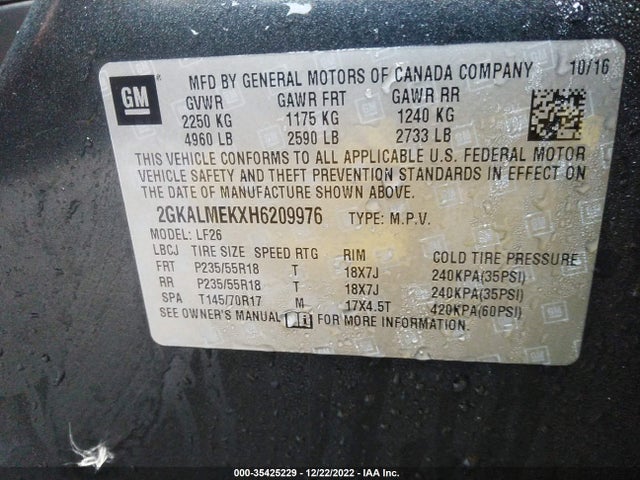 GMC Terrain Sle 2017 2GKALMEKXH6209976 Image 9