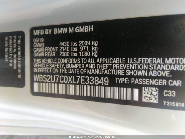 BMW M2 Competition 2020 аукцион фото