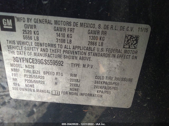 3GYFNCE39GS559592 Cadillac Srx Performance Collection