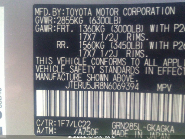 2022 Toyota 4Runner, VIN: JTERU5JR8N6069394