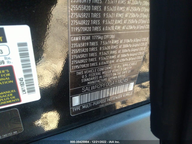 SALWR2PF0GA118245 Land Rover RANGE ROVER SPORT