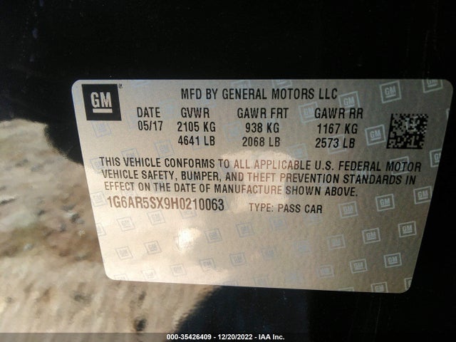 2017 Cadillac CTS, VIN: 1G6AR5SX9H0210063