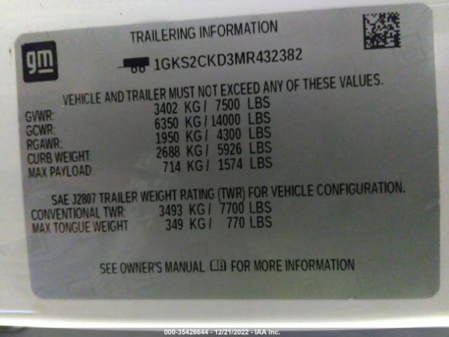 1GKS2CKD3MR432382 GMC Yukon At4