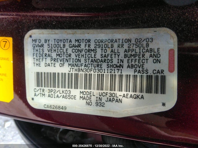 Lexus LS 430 2003 JTHBN30F030112171 Image 10