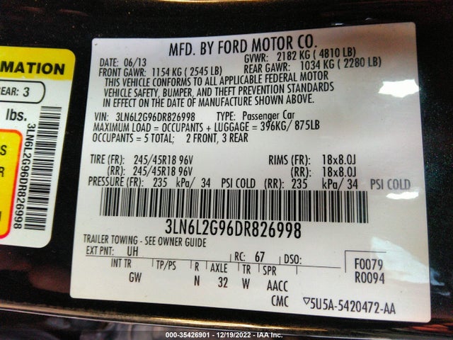 Lincoln MKZ 2013 3LN6L2G96DR826998 Image 10