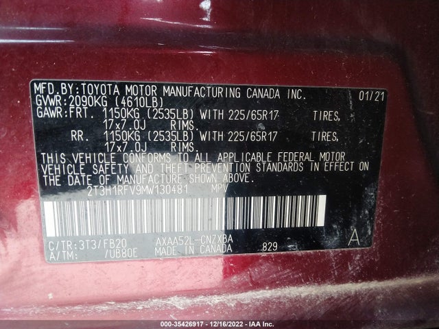 Toyota RAV4 2021 2T3H1RFV9MW130481 Image 10