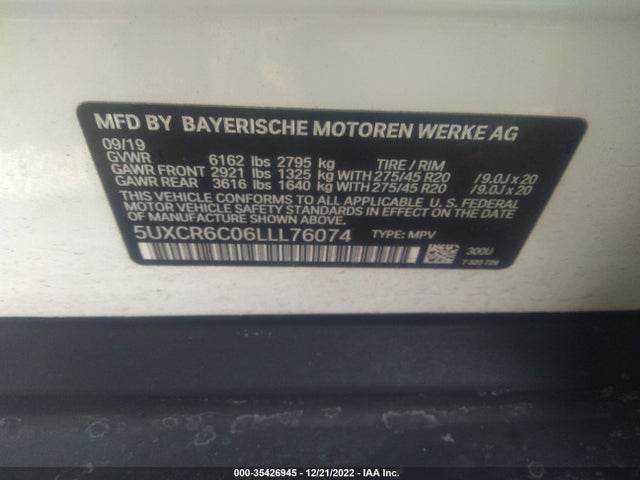 2020 BMW X5, VIN: 5UXCR6C06LLL76074