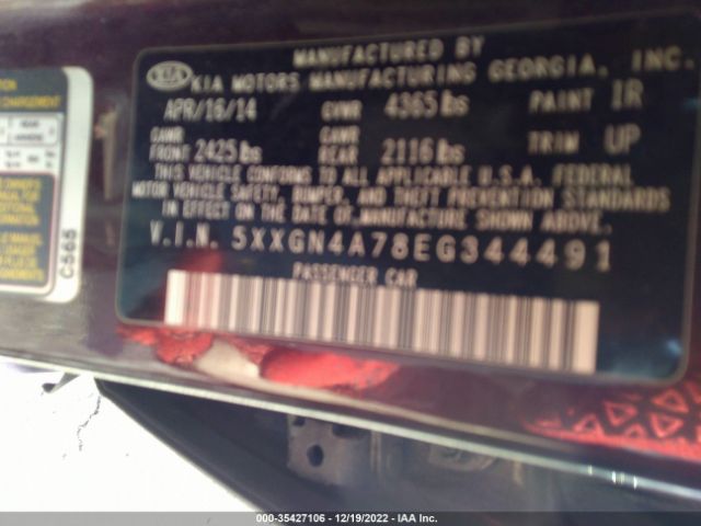 5XXGN4A78EG344491 KIA OPTIMA EX