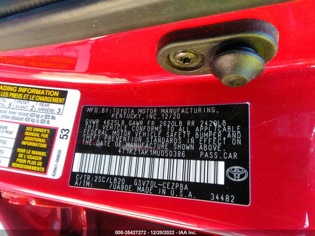 2021 Toyota Camry, VIN: 4T1KZ1AK1MU050386