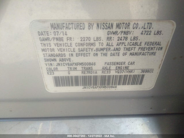 2015 Infiniti Q40, VIN: JN1CV6APXFM500846