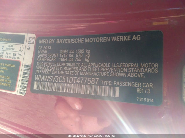 WMWSV3C51DT477587 Mini Cooper Hardtop S