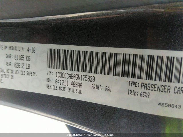 1C3CCCAB0GN175839 Chrysler 200 Limited