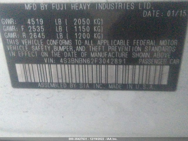 Subaru Legacy 2.5i Limited 2015 4S3BNBN62F3042891 Image 10