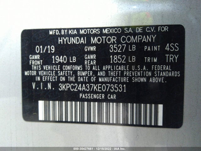 Hyundai ACCENT SE 2019 3KPC24A37KE073531 Image 9