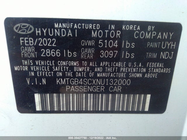 Genesis G80 2.5t 2022 KMTGB4SCXNU132000 Image 14