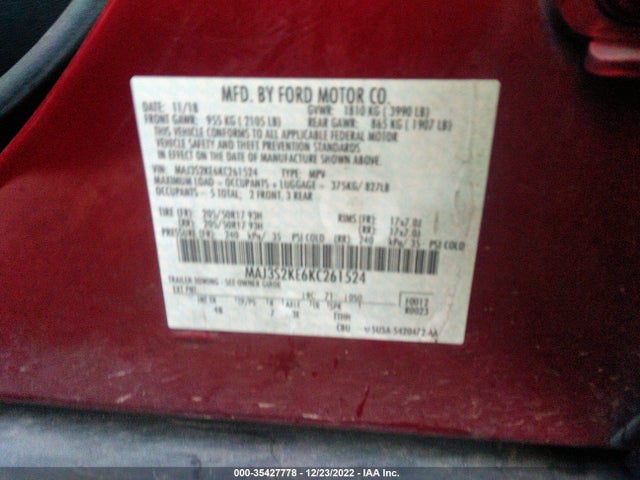 Ford Ecosport Titanium 2019 MAJ3S2KE6KC261524 Image 10